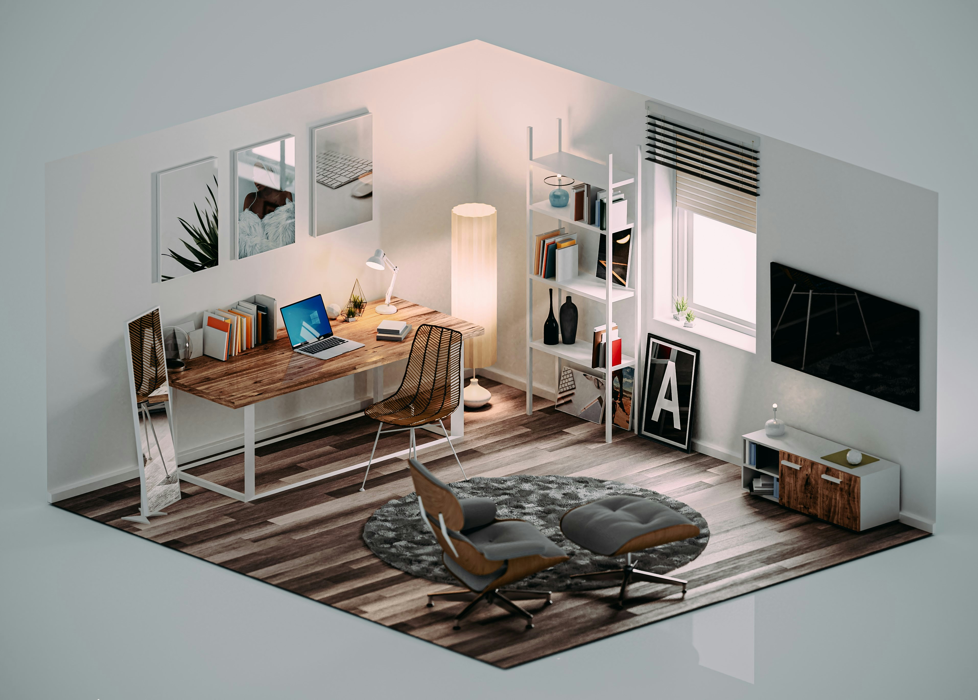 3D design and rendering workspace