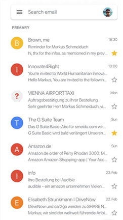 Gmail mobile interface