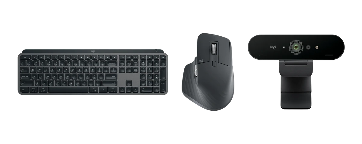 Logitech MX Keys S keyboard, MX Master 3S mouse and Brio 4K webcam